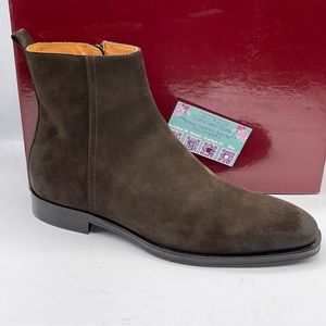 Bruno Magli Nomad Brown Leather Zip Ankle Boots Men's Size‎ 9.5, Made in Italy
